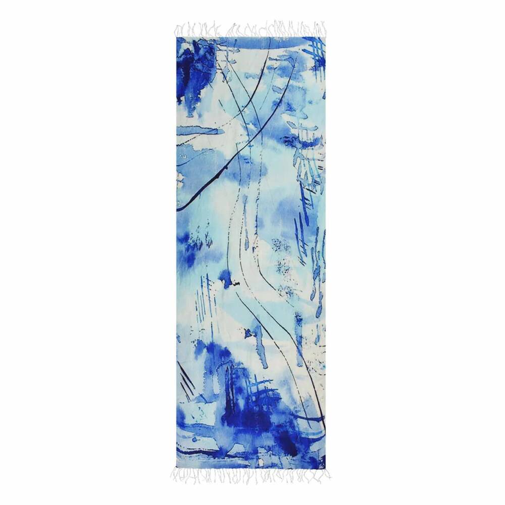 NEW DUPATTA DESIGNS wade silk abstract scarf in white/blue